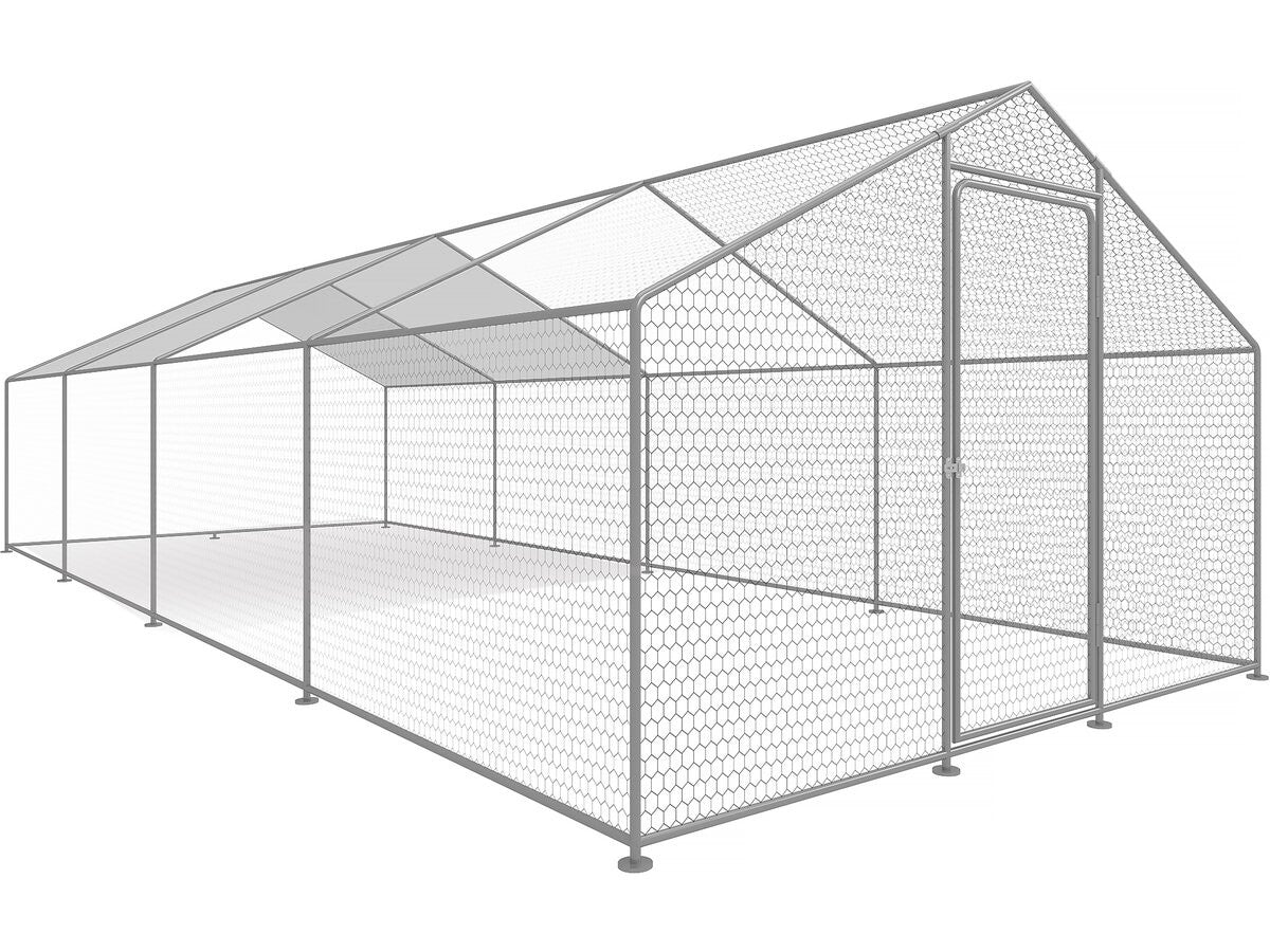 Recinto per galline 24 m² Rete metallica 8 x 3 x 2 M in acciaio zincato