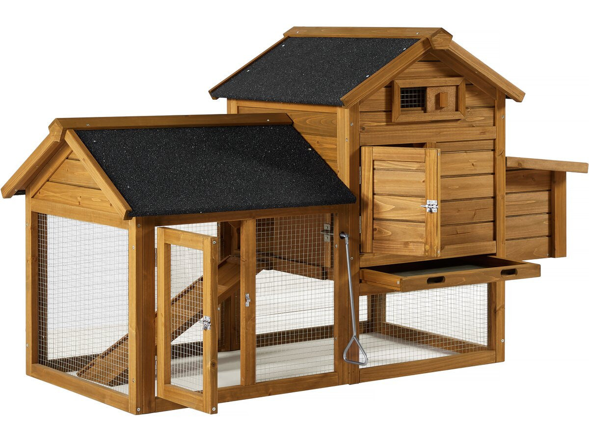 Pollaio "Poulette" con cassetta nido in legno - Marrone