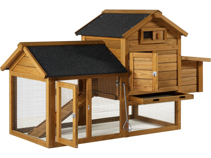 Pollaio "Poulette" con cassetta nido in legno - Marrone