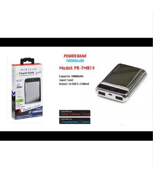 Power Bank 10000 Mah 2 Usb Carica Batteria Portatile Esterno Maxtech Pa-tm014         