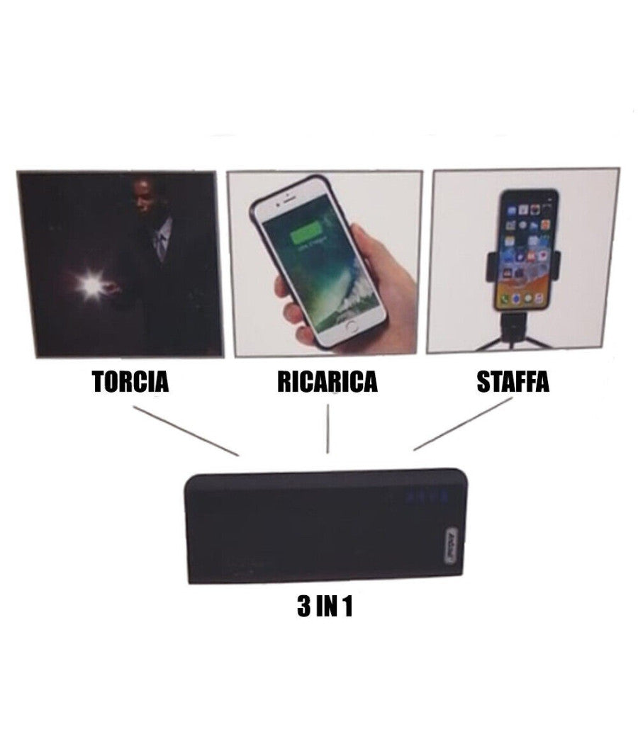 Power Bank 10000mah Carica Batteria Portatile 3 Uscite Usb Per Smartphone Q-t67         