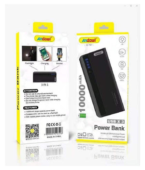 Power Bank 10000mah Carica Batteria Portatile 3 Uscite Usb Per Smartphone Q-t67         