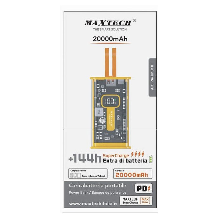 Power Bank 20000 Mah Supercharge Caricabatteria Portatile Pd Type-c Usb Pa-tm018         