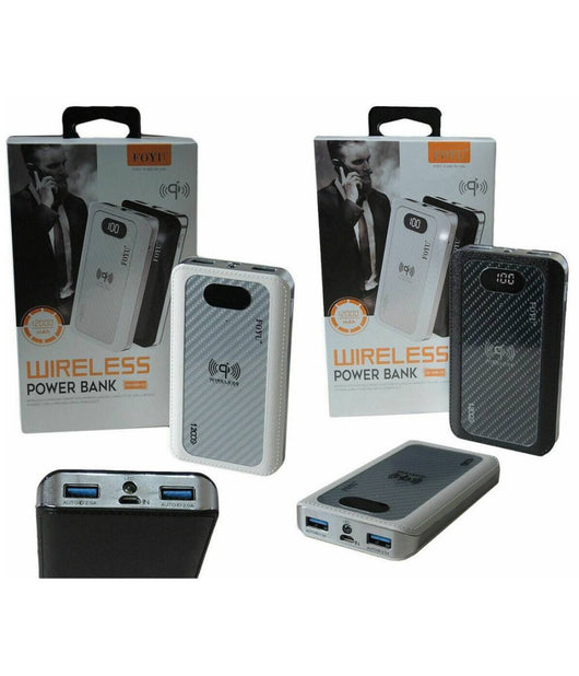 Power Bank 4 In 1 Caricatore Wireless Senza Fili Qi Led 12000mah Carica Batteria         