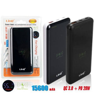 Power Bank Batteria Esterna Ricarica Veloce Wireless 15600mah Caricabatteria Qc-w15600         