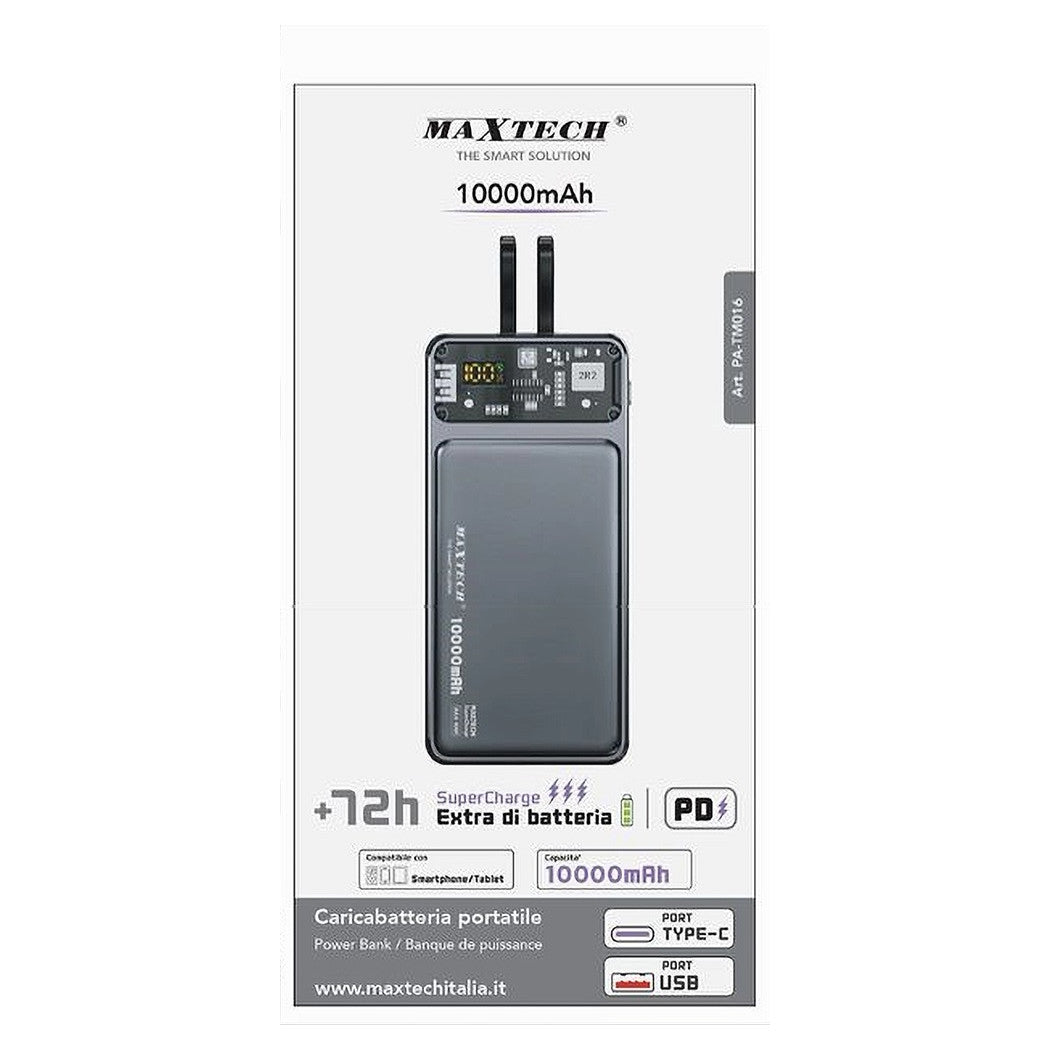 Power Bank Caricabatteria Portatile 10000 Mah Supercharge Pd Type-c Usb Pa-tm016         
