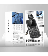 Power Bank Portatile A 4 Cavi Con Chip Intelligente 15000mah Q-cd777 Con Torcia         