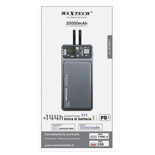 Power Bank Portatile Caricabatteria 20000mah Super Charge Pd Type-c Usb Pa-tm017         