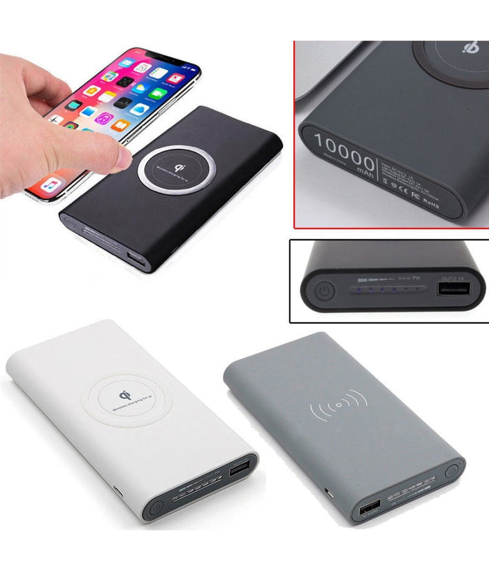 Power Bank Ricarica Wireless Filo 10000mah Batteria Esterna Smartphone Tablet Ip         