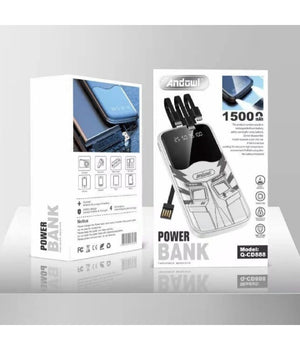 Powerbank 15000mah Q-cd888 Portatile Torcia Luce Led Carica Fino A 5 Dispositivi         