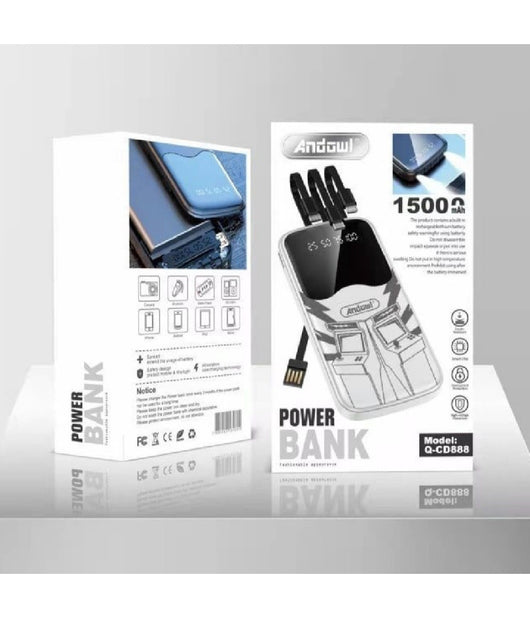 Powerbank 15000mah Q-cd888 Portatile Torcia Luce Led Carica Fino A 5 Dispositivi         