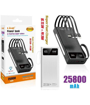 Powerbank Batteria Esterna A Ricarica Super Veloce 25800mah 22.5w Con Luce Tt26002         