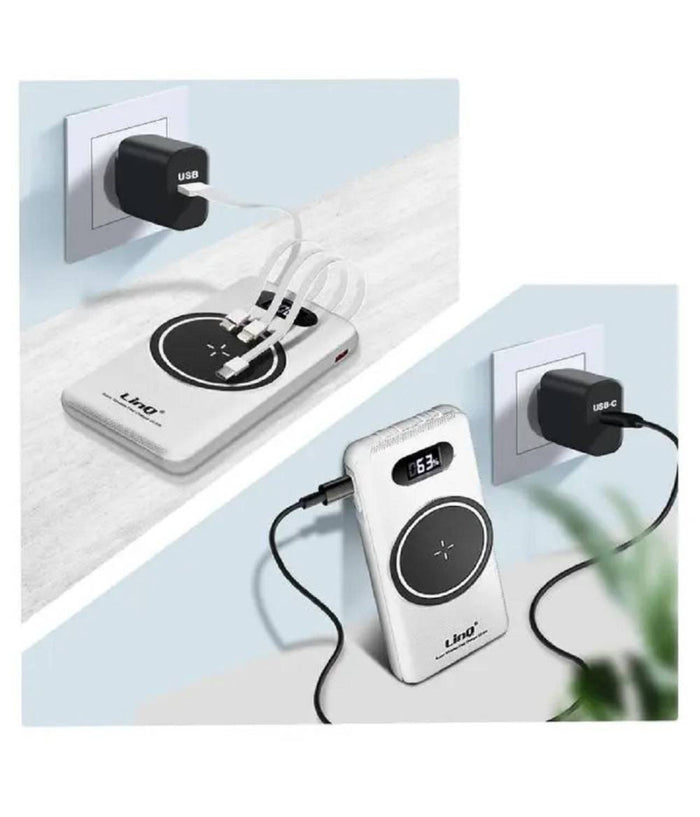 Powerbank Da 15000 Mah Con Ricarica Wireless Rapida Usb / Usb-c Con Cavi Tt15808         