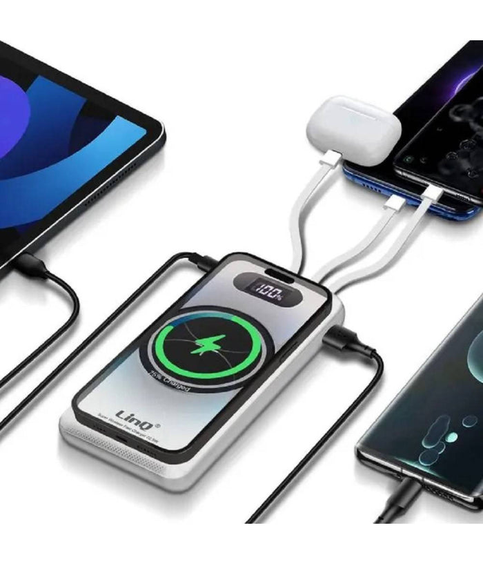 Powerbank Da 15000 Mah Con Ricarica Wireless Rapida Usb / Usb-c Con Cavi Tt15808         