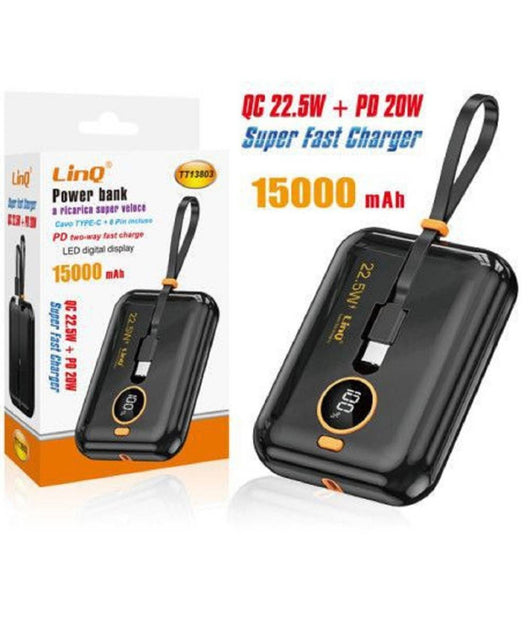 Powerbank Ricarica Super Veloce 15000mah Qc22.5w+pd20w Display Digitale Tt13803         