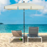 Ombrellone da Giardino Rettangolare 2x1.3 m con Inclinazione Regolabile e Palo in Alluminio, Beige e Nero