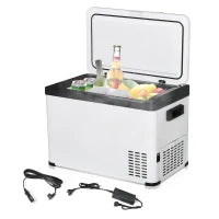 Frigorifero Portatile a Compressore 30 L, Frigo Elettrico per Auto 12/24V, fino a -22°C, 61 x 32 x 40 cm, Bianco