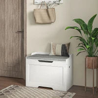 Panca Contenitore da 103L Multifunzione in Legno con Cuscino in Tessuto, 75x40x56cm, Bianco