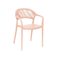 Set 4 sedie da giardino impilabili con effetto corda, rosa