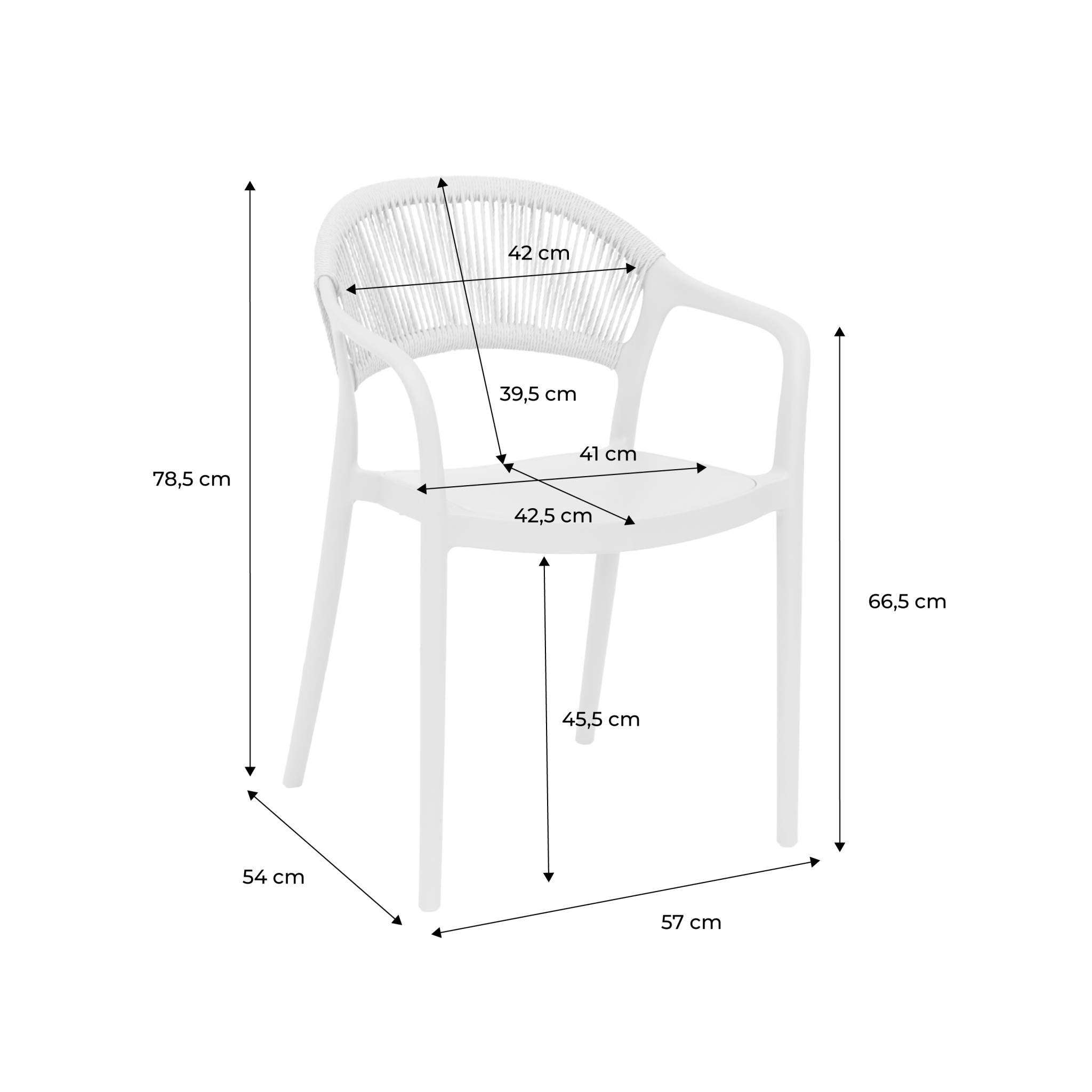Set 4 sedie da giardino impilabili con effetto corda, rosa