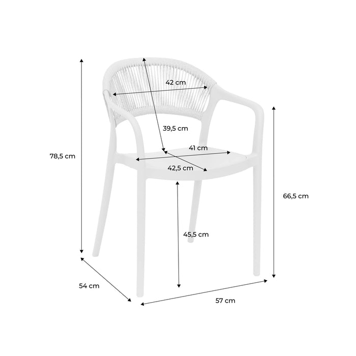 Set 4 sedie da giardino impilabili con effetto corda, rosa