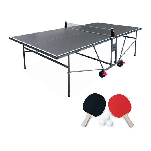 Tavolo da ping pong per interni piegabile con 2 racchette e 3 palline,