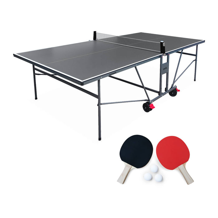 Tavolo da ping pong per interni piegabile con 2 racchette e 3 palline,