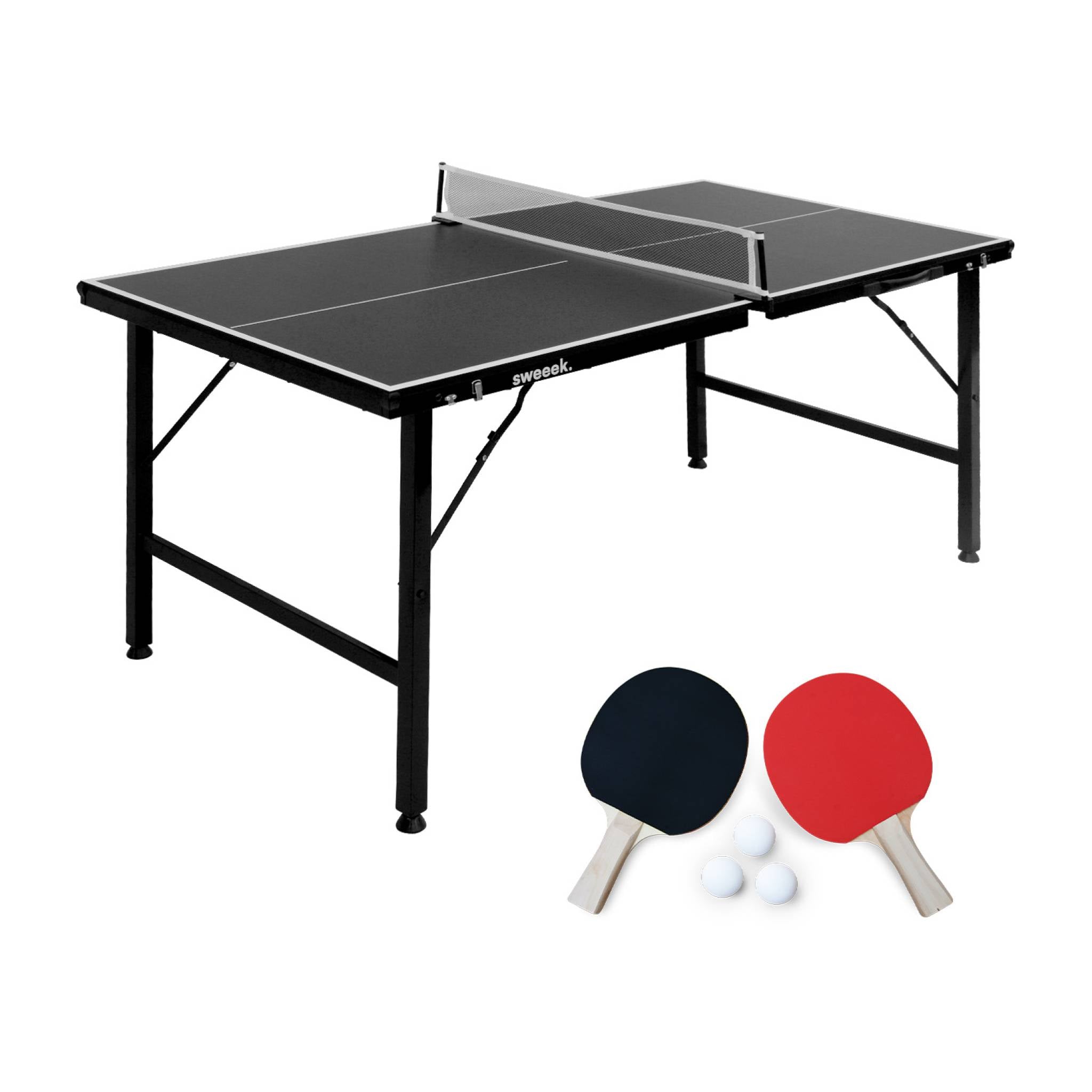 Mini tavolo da ping pong pieghevole per interni con 2 racchette e 3