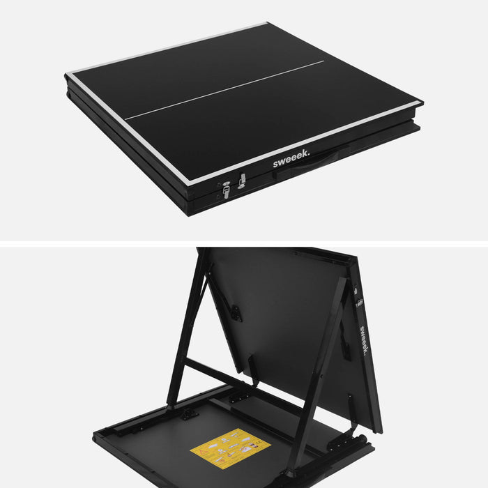Mini tavolo da ping pong pieghevole per interni con 2 racchette e 3