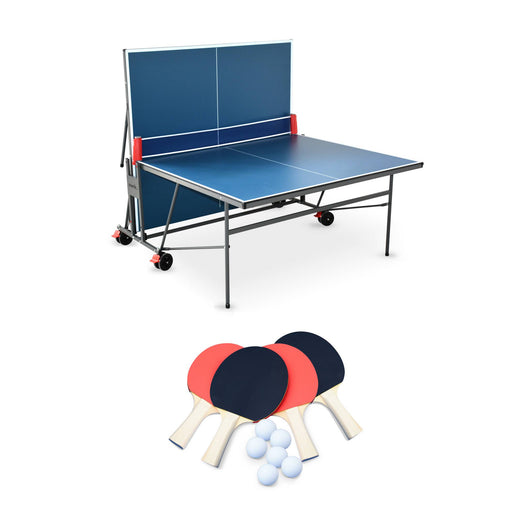 Tavolo da ping pong pieghevole da interno con 4 racchette e 6 palline,