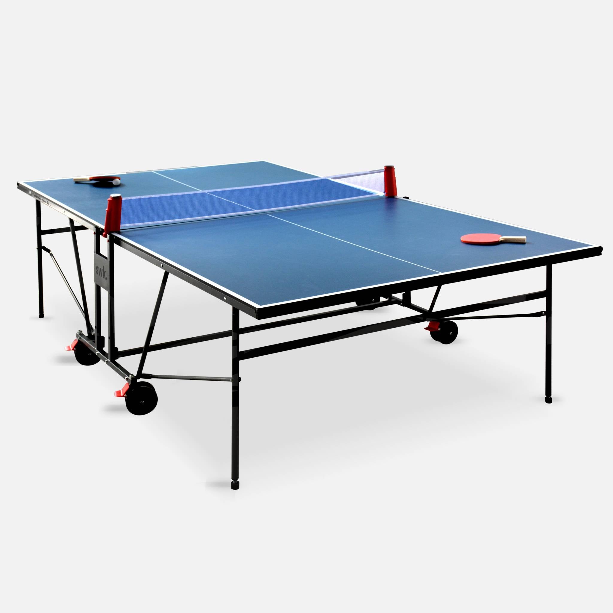 Tavolo da ping pong pieghevole da interno con 4 racchette e 6 palline,