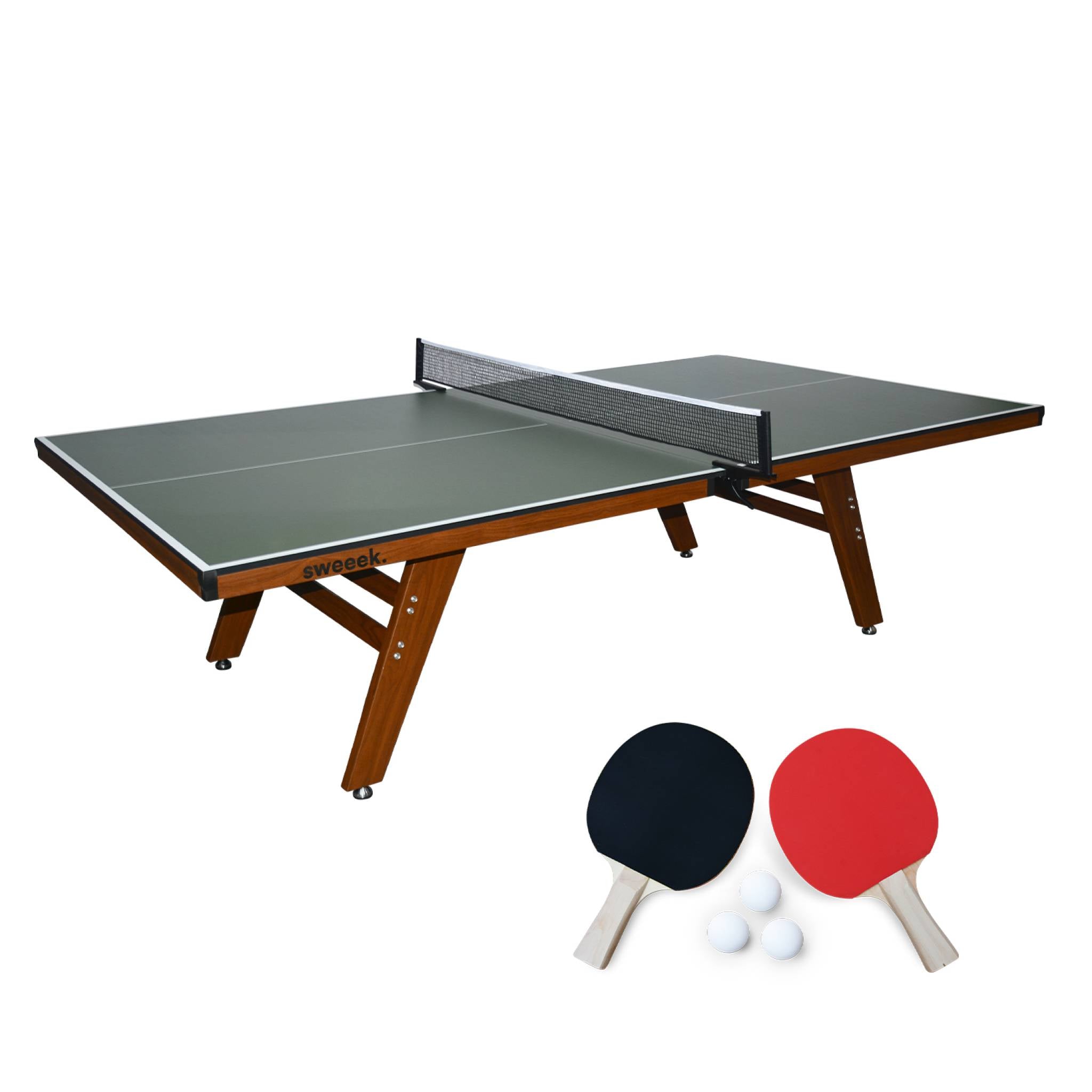 Tavolo da ping pong per interni deluxe con 2 racchette e 3 palline,