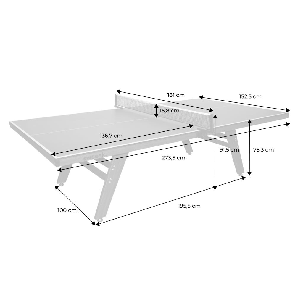 Tavolo da ping pong per interni deluxe con 2 racchette e 3 palline,