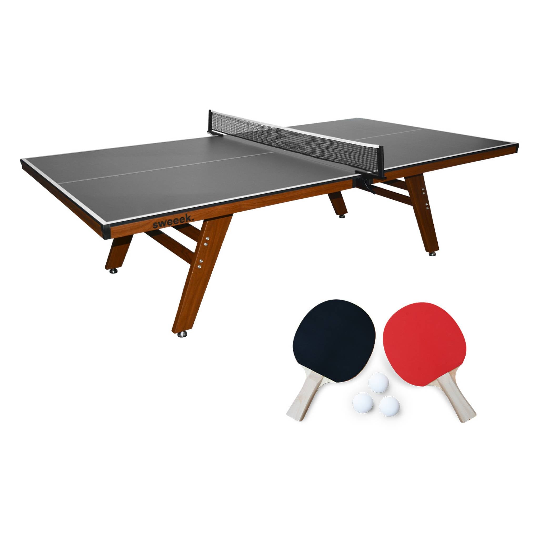 Tavolo da ping pong per interni deluxe con 2 racchette e 3 palline,