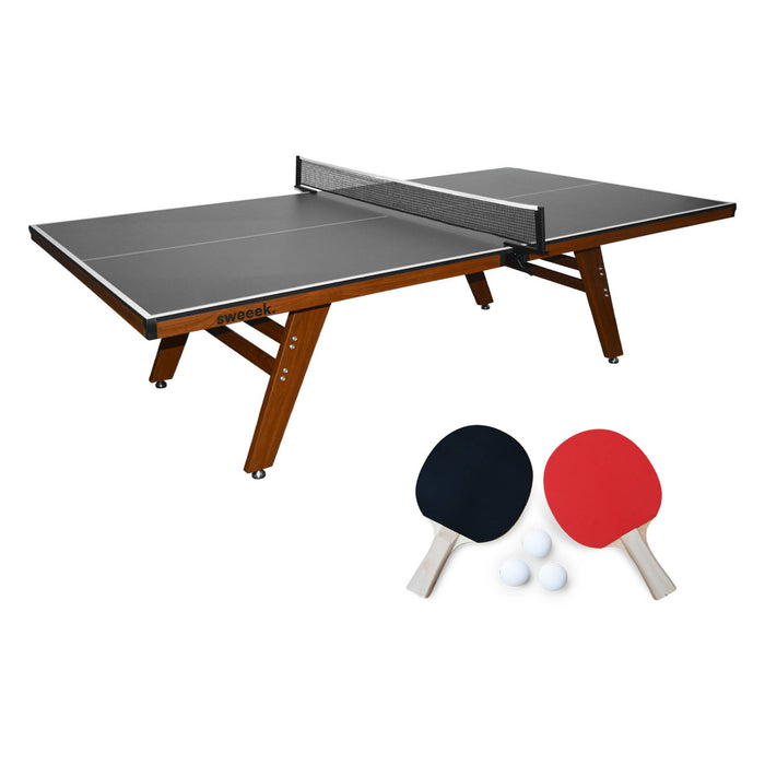Tavolo da ping pong per interni deluxe con 2 racchette e 3 palline,