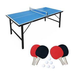 Mini tavolo da ping pong interno pieghevole con 4 racchette e 6