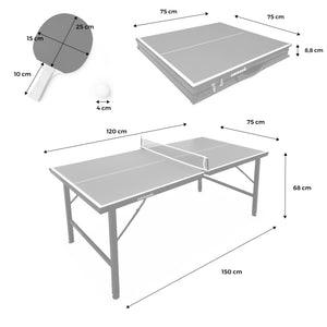 Mini tavolo da ping pong interno pieghevole con 4 racchette e 6