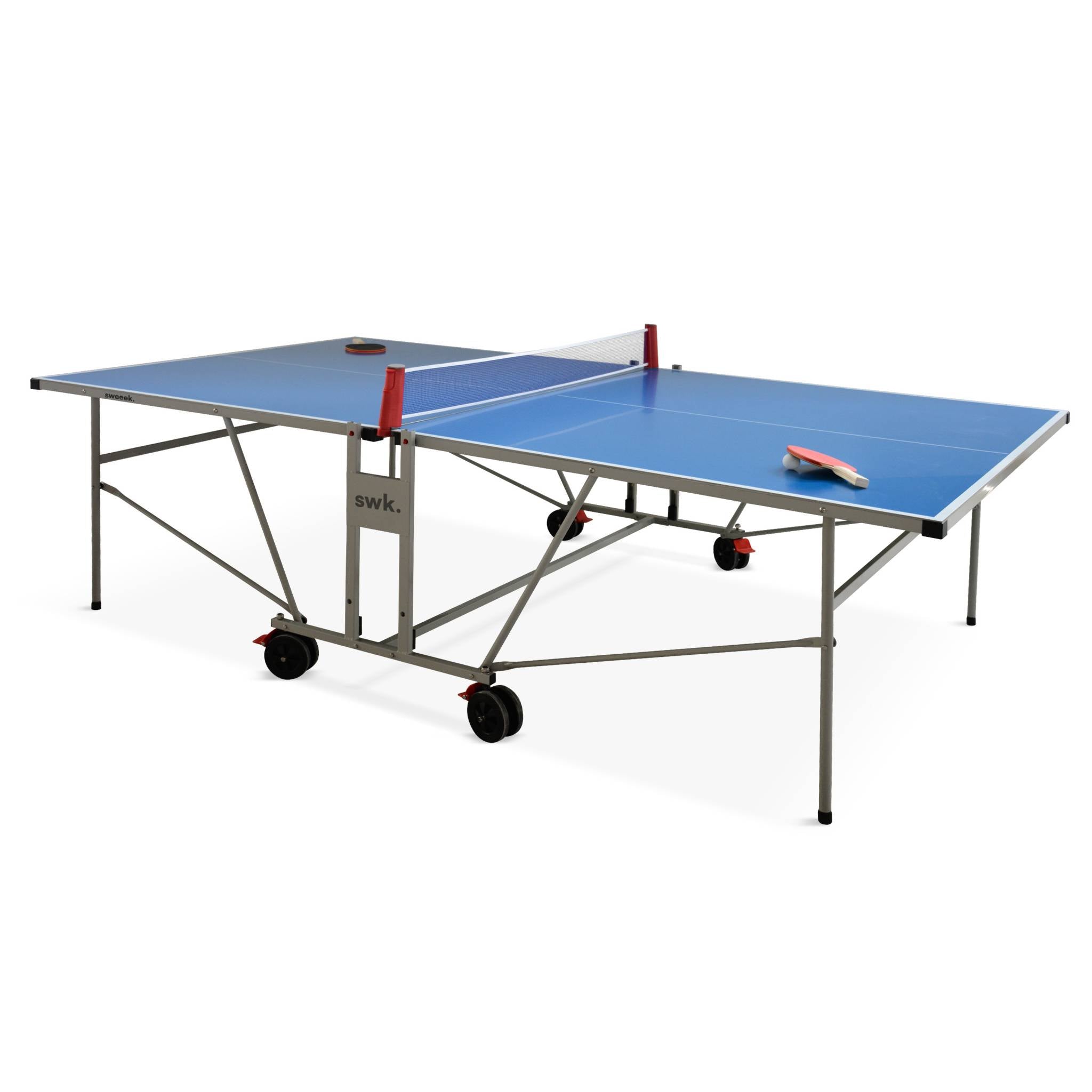 Tavolo da ping pong pieghevole per esterni, 4 racchette e 6 palline,