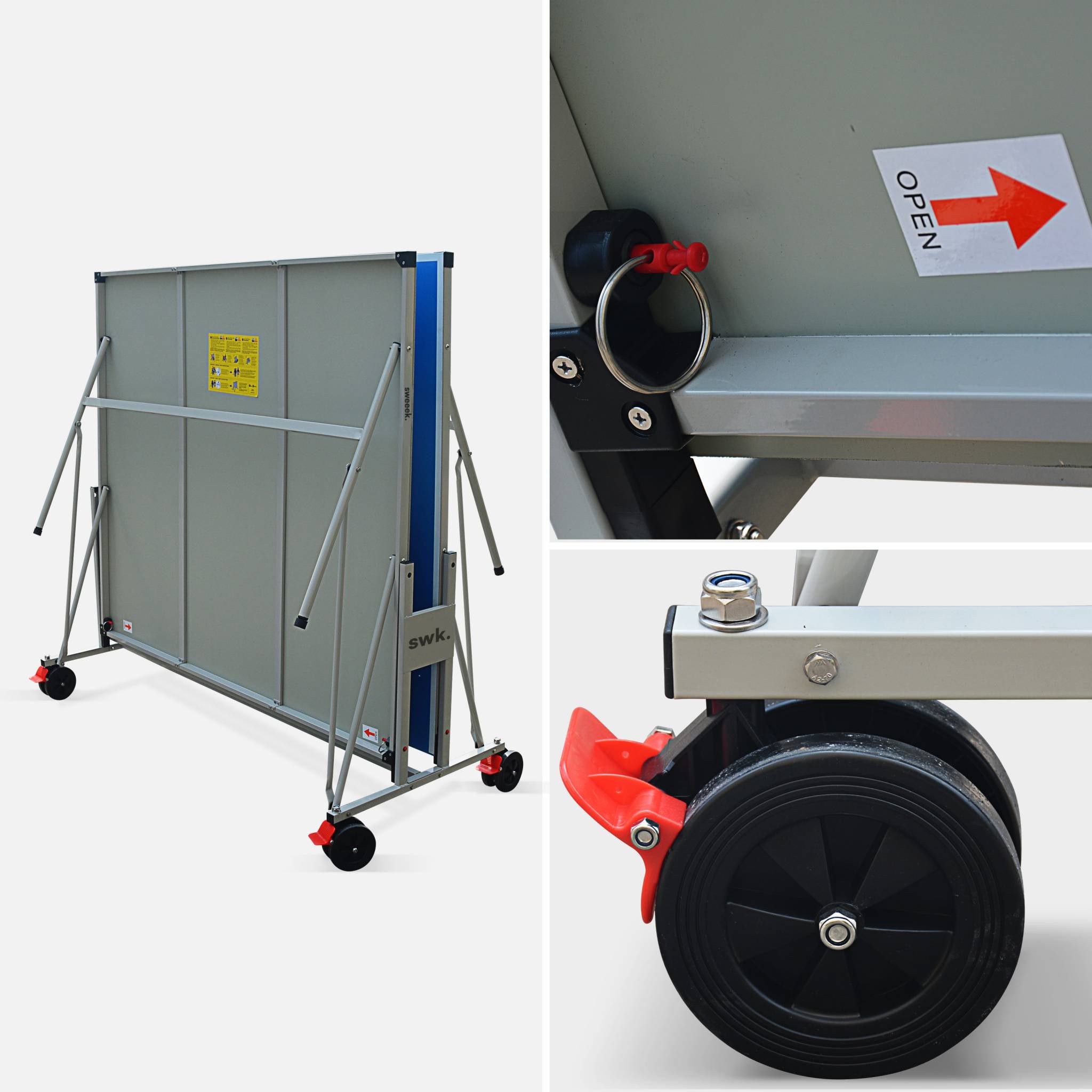 Tavolo da ping pong pieghevole per esterni, 4 racchette e 6 palline,