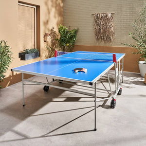 Tavolo da ping pong pieghevole per esterni, 4 racchette e 6 palline,