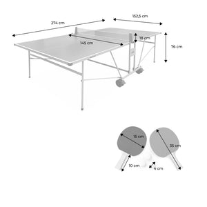 Tavolo da ping pong pieghevole per esterni con 4 racchette e 6