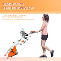 Cyclette Pieghevole con Resistenza Magnetica 8 Livelli, Sensore di Frequenza Cardiaca, Volano 2.5kg, Arancione