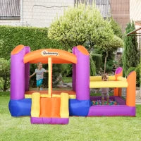 Castello Gonfiabile per Bambini da Giardino, Parco Acquatico Gionfiabile con Scivolo, Trampolino e Piscina , Multicolor, 280x 250x170cm