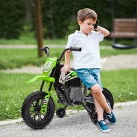 Moto Elettrica per Bambini con Rotelle e Indicatore di Carica, in PP e Metallo, 107x56x70 cm, Verde
