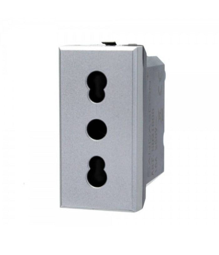 Presa Bipasso 2p+t 10/16a Colore Silver Grigia Compatibile Bticino Axolute         