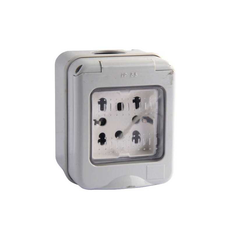 Presa Bipasso+Schuko Esterna Sportello