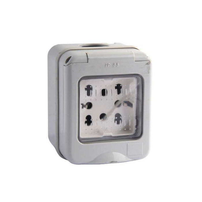 Presa Bipasso+Schuko Esterna Sportello