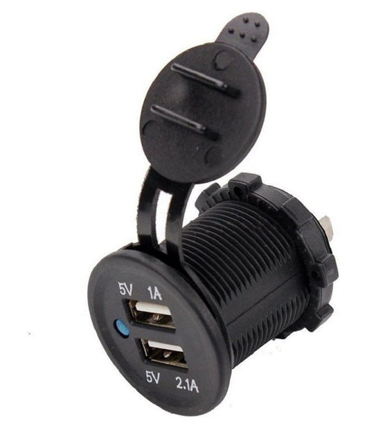 Presa Di Ricarica 1a 2.1a 12v Moto Impermeabile Doppia Porta Usb Atv Barca Auto         