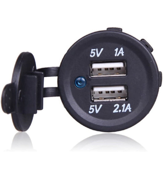 Presa Di Ricarica 1a 2.1a 12v Moto Impermeabile Doppia Porta Usb Atv Barca Auto         