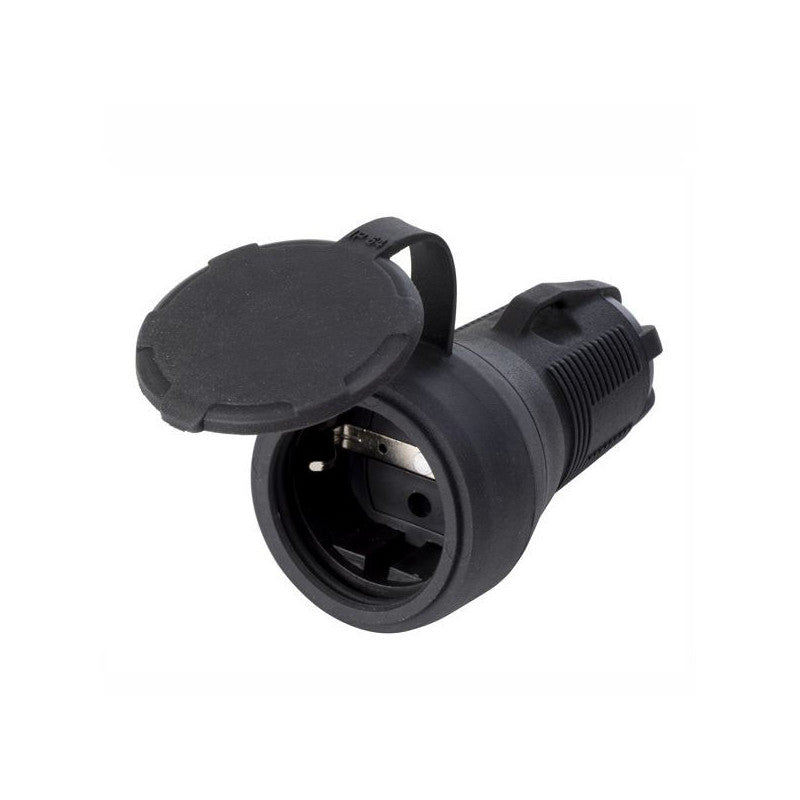 Presa Schuko 16A+T Nero Gomma Ip54 Rosi